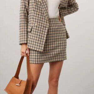 Great Jones Brown Plaid Wool-Blend Mini Skirt - Size M